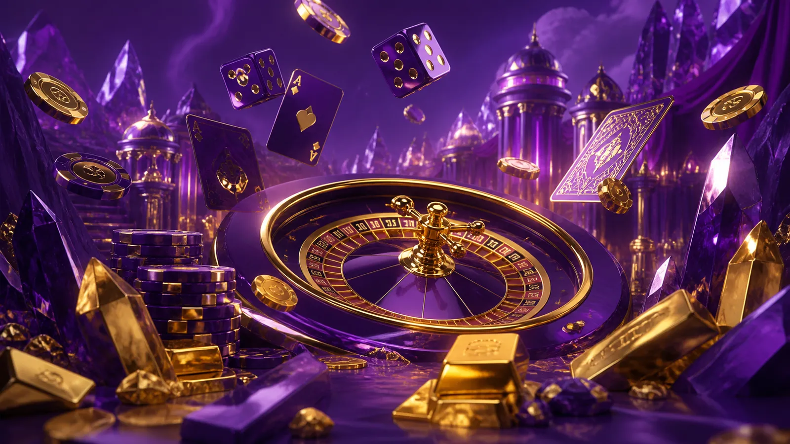 A cyberpunk-themed casino banner featuring neon playing cards and dice with vibrant glowing effects, embodying luxury and exc